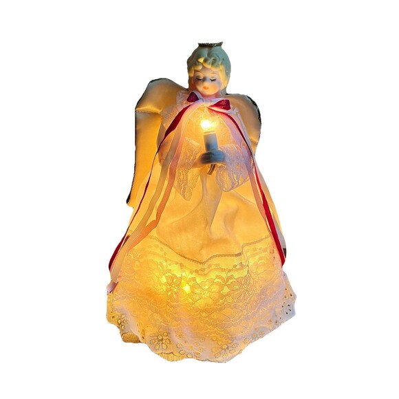 Vintage Merry Midget Angel Christmas Tree Topper GE 10 Light Set 9" Tall - Picture 7 of 10